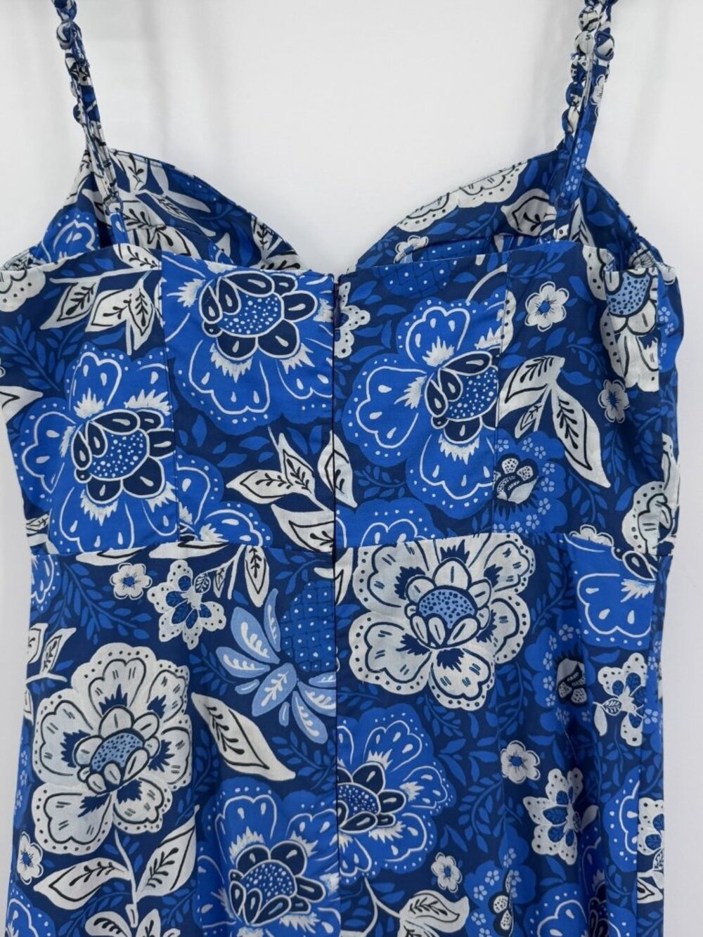 Farm Rio Full of Flowers Blue Midi Dress size M Medium Sleeveless Tiered Bustier - Picture 4 of 16